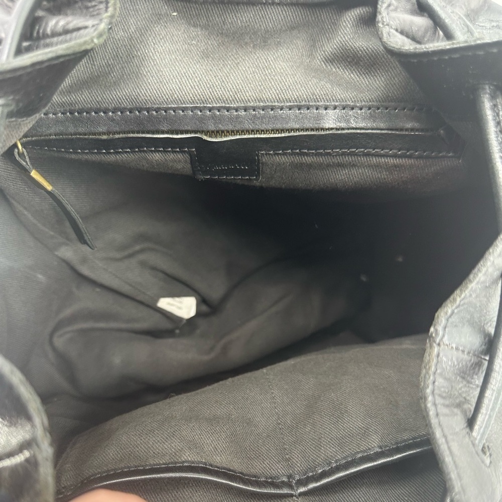 Madewell Black Leather Backpack Transport Rucksack Drawstring - Picture 3 of 7
